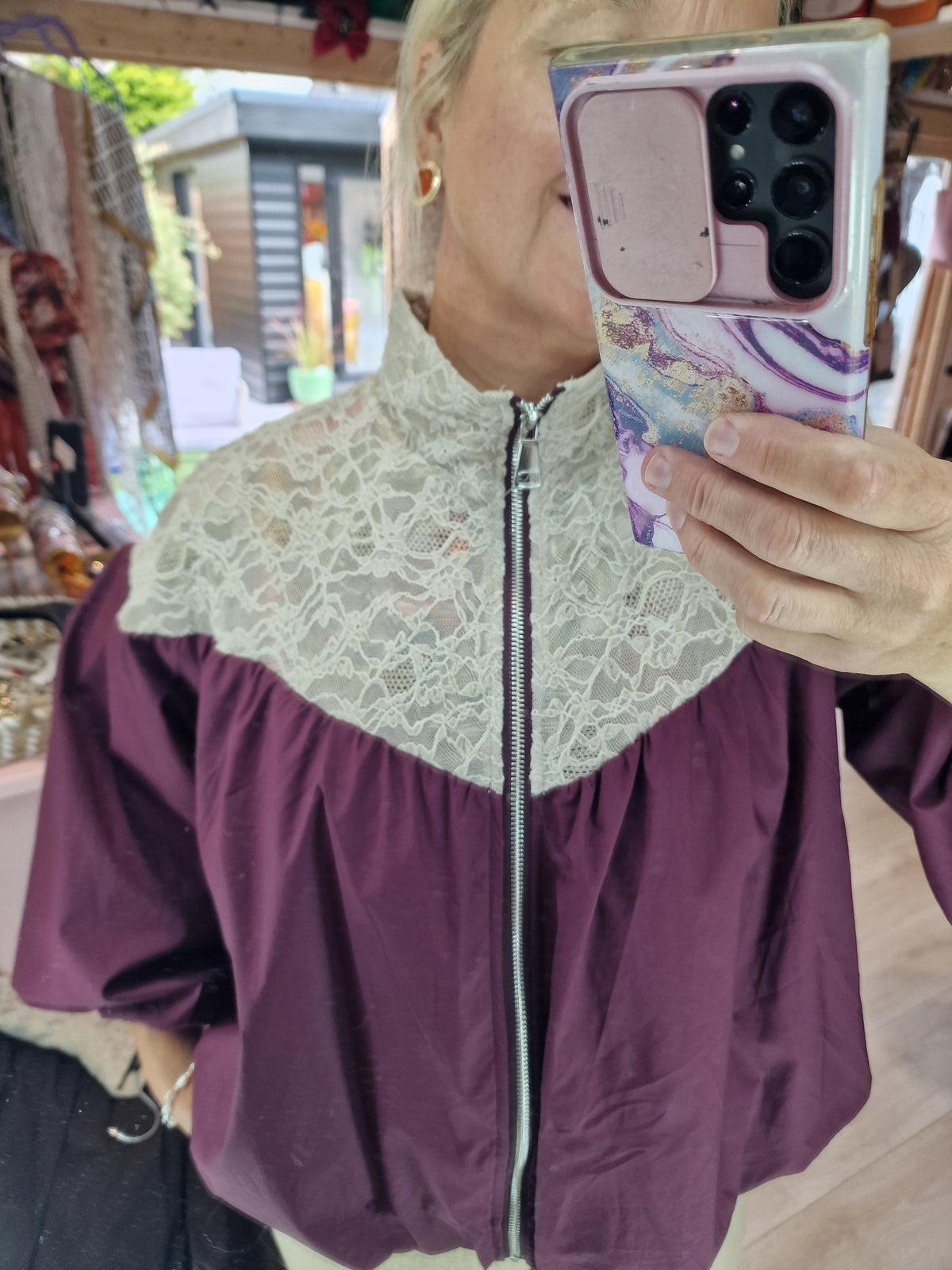 Lace top bomber jackets