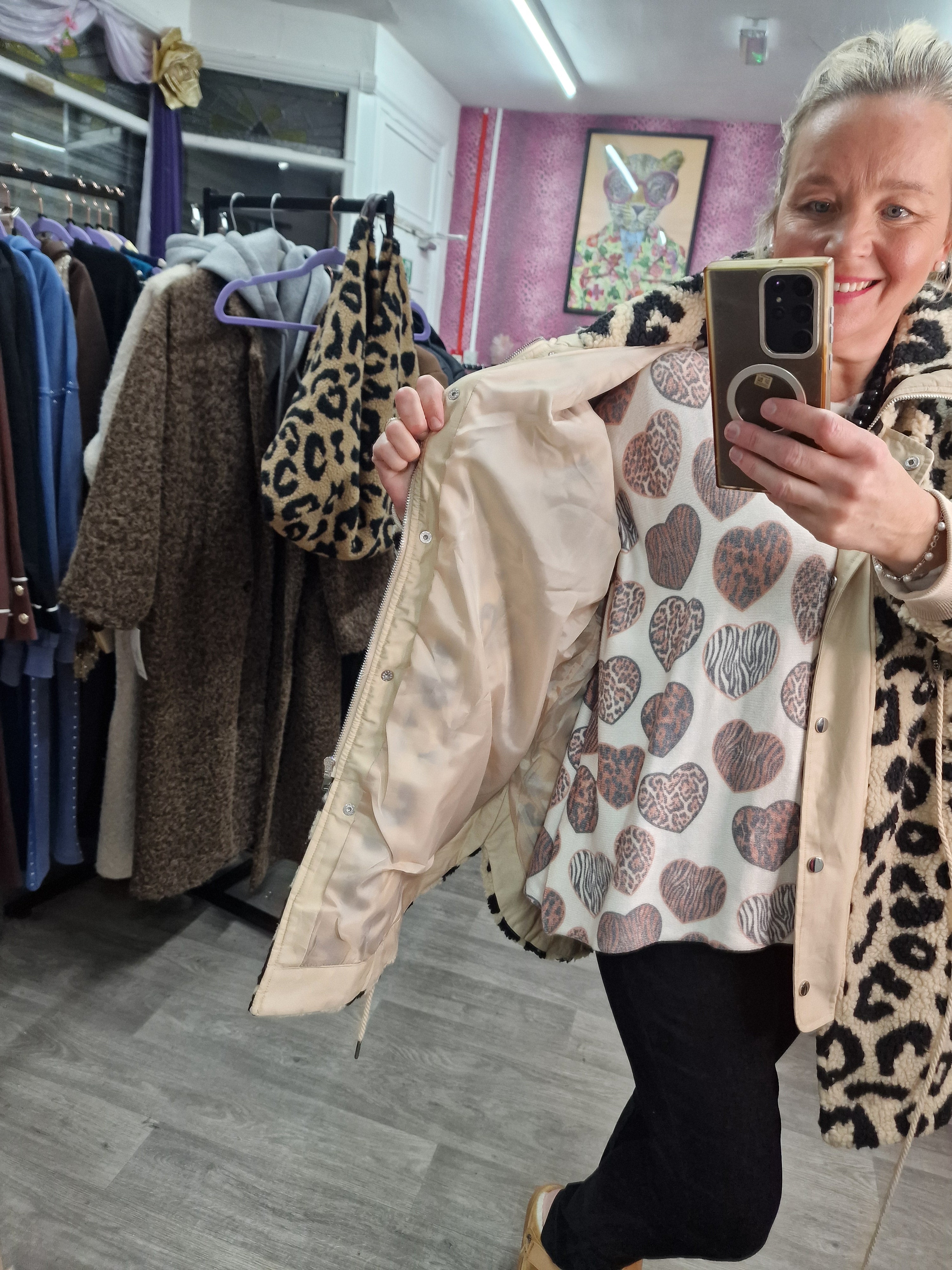 Jackie animal fleece coat