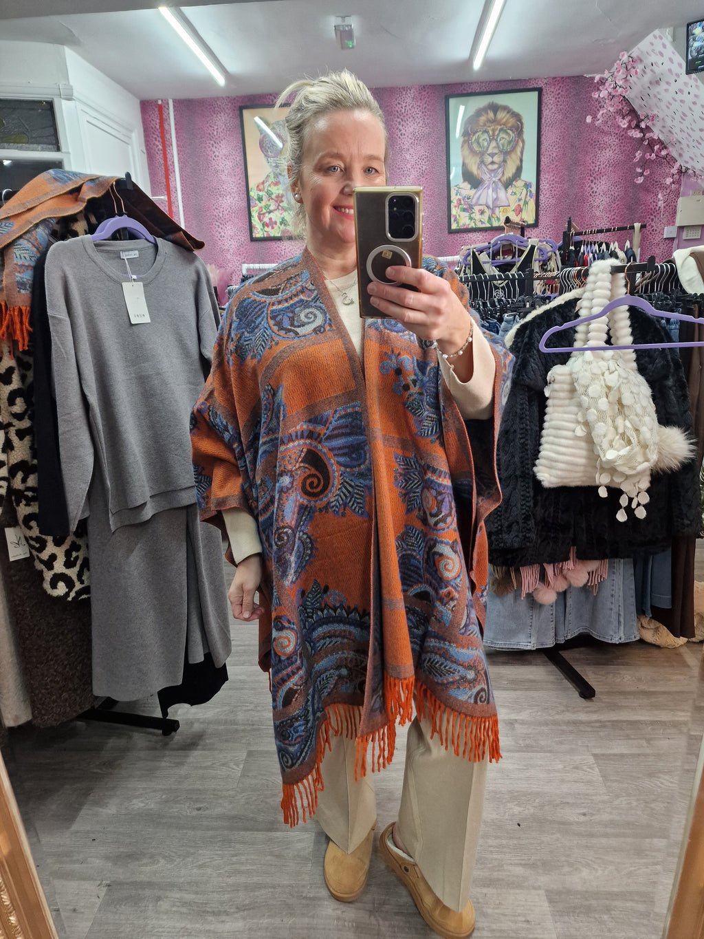 Poncho with matching scarf