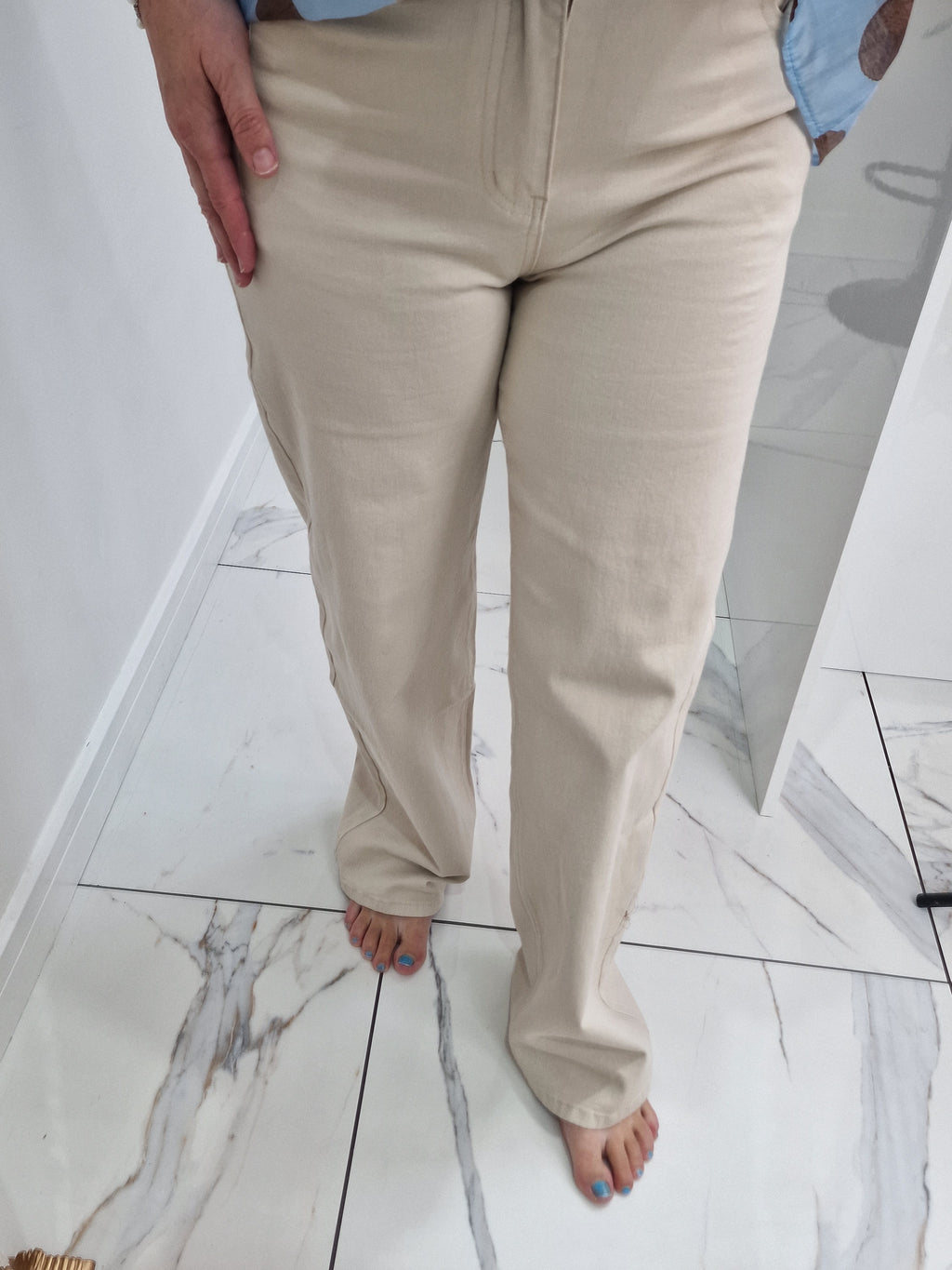 Cream mom jeans