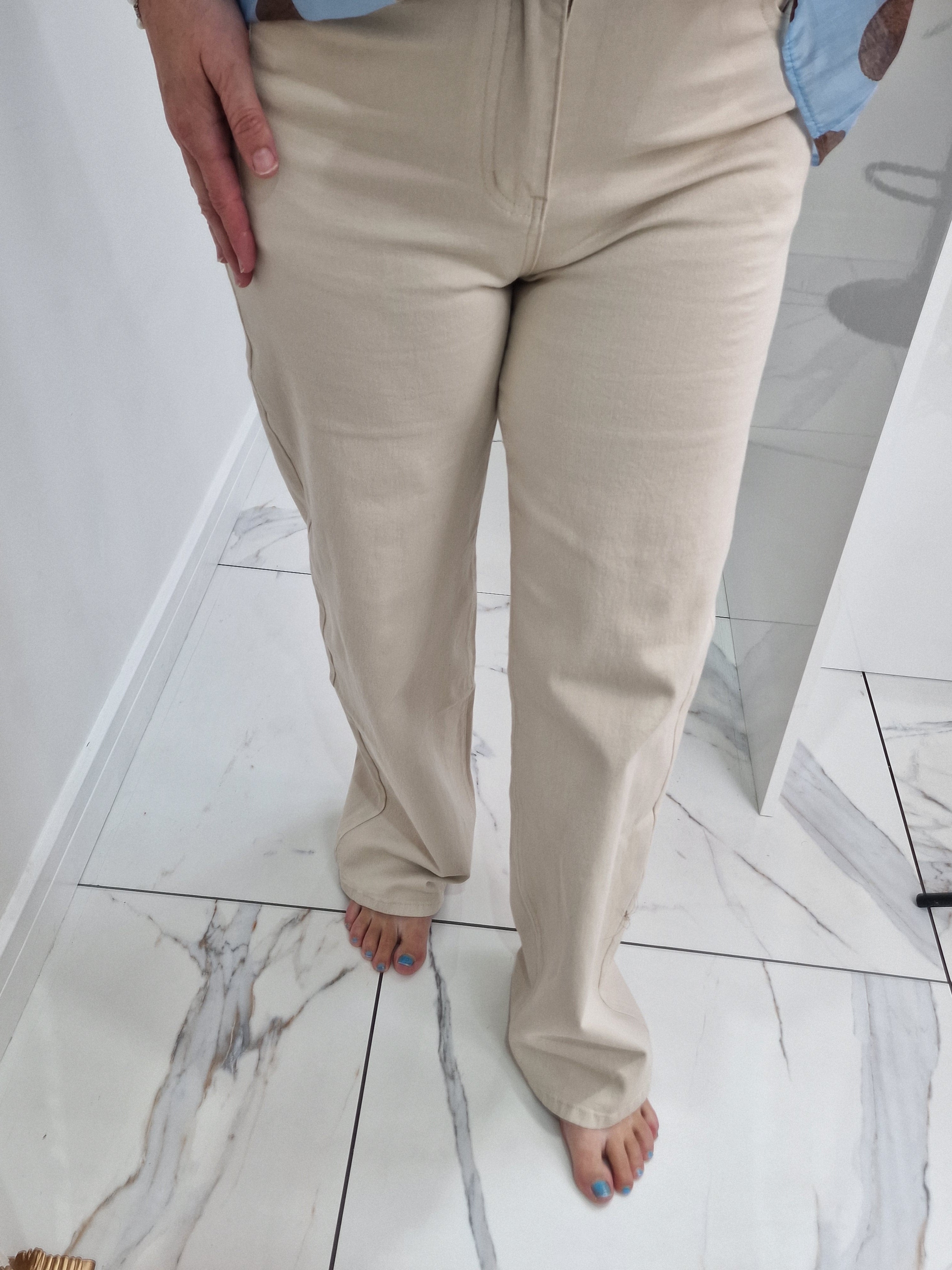 Cream mom jeans