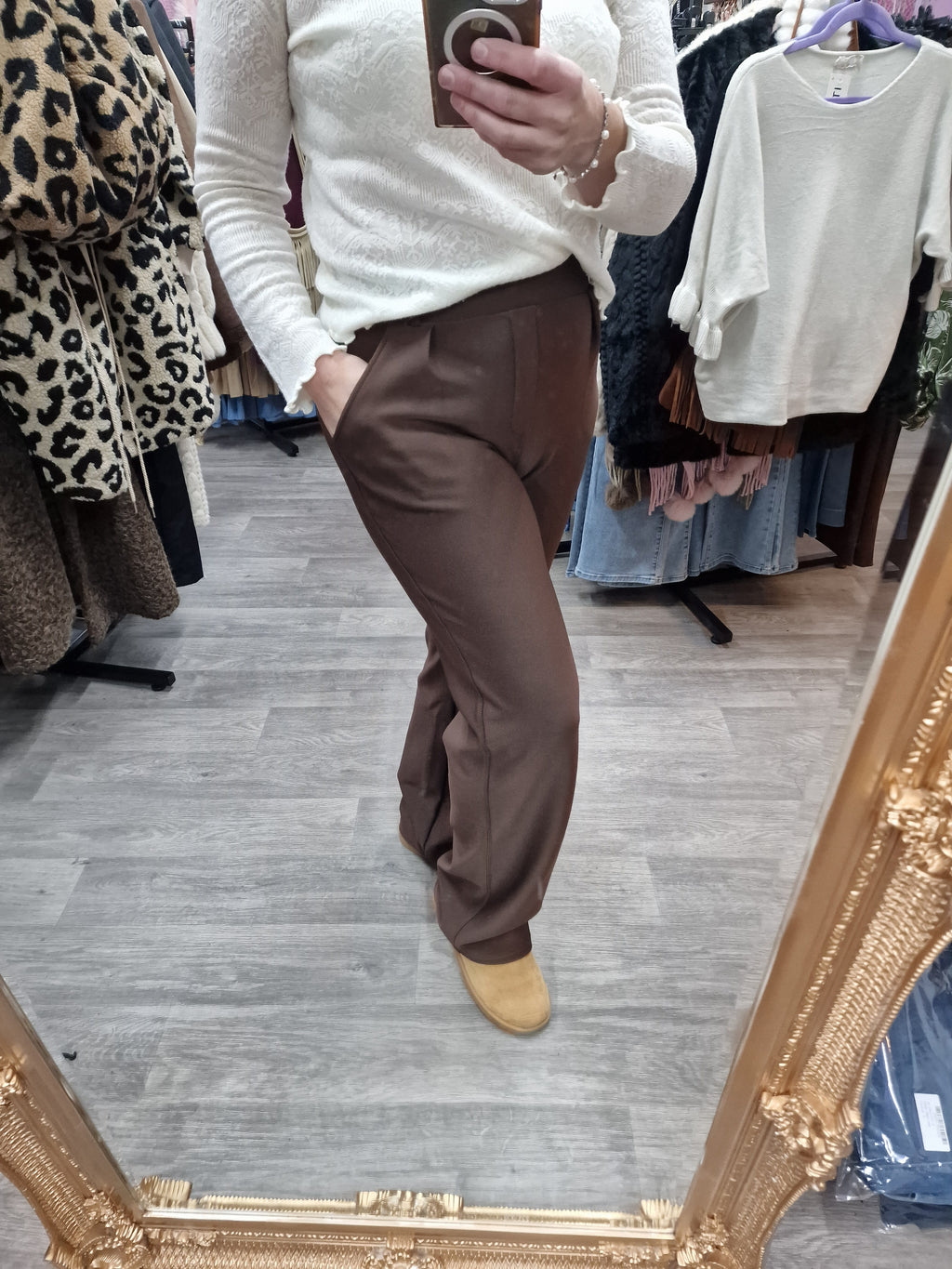 Alison brown stretch fit trousers