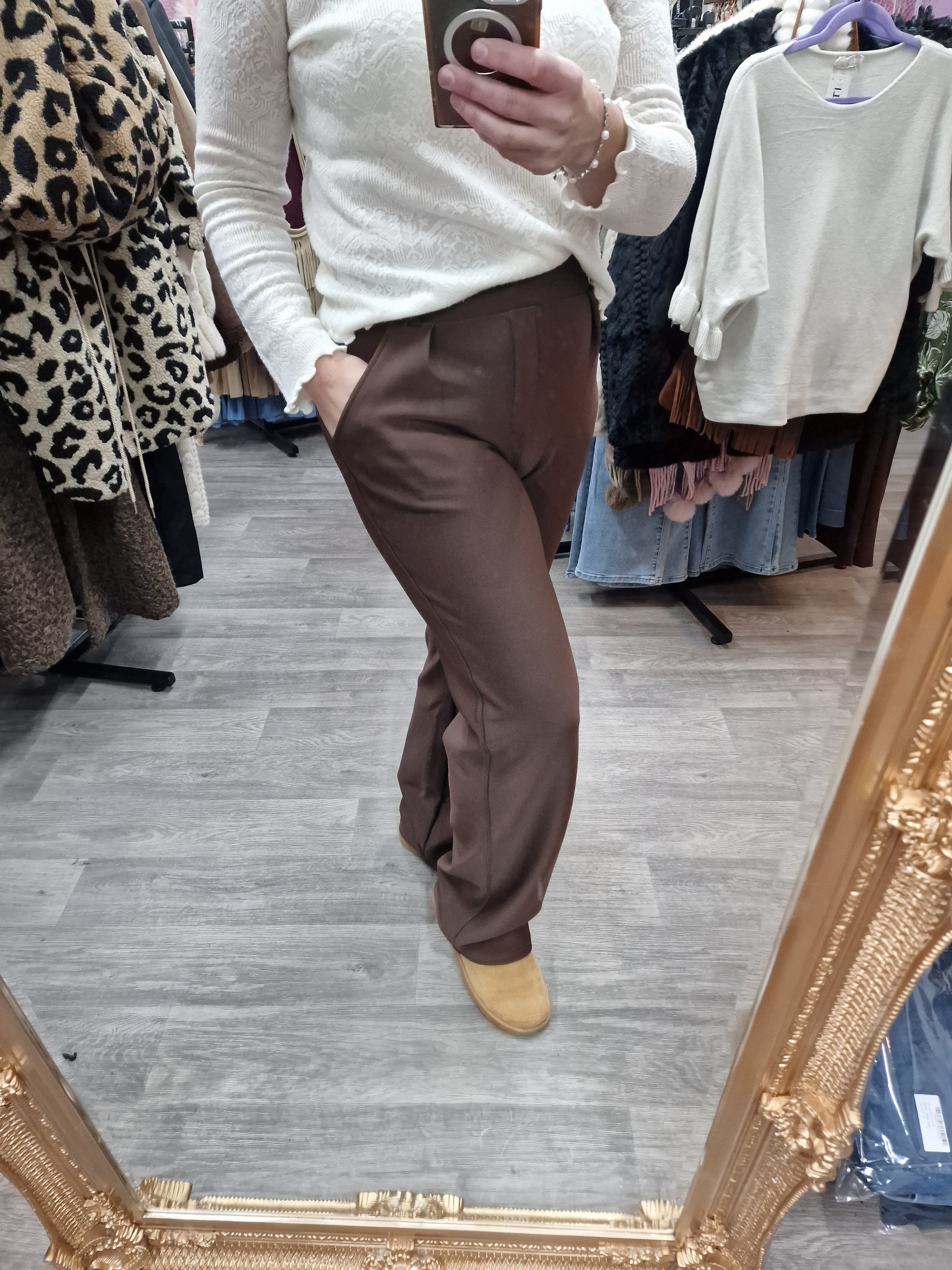 Alison brown stretch fit trousers