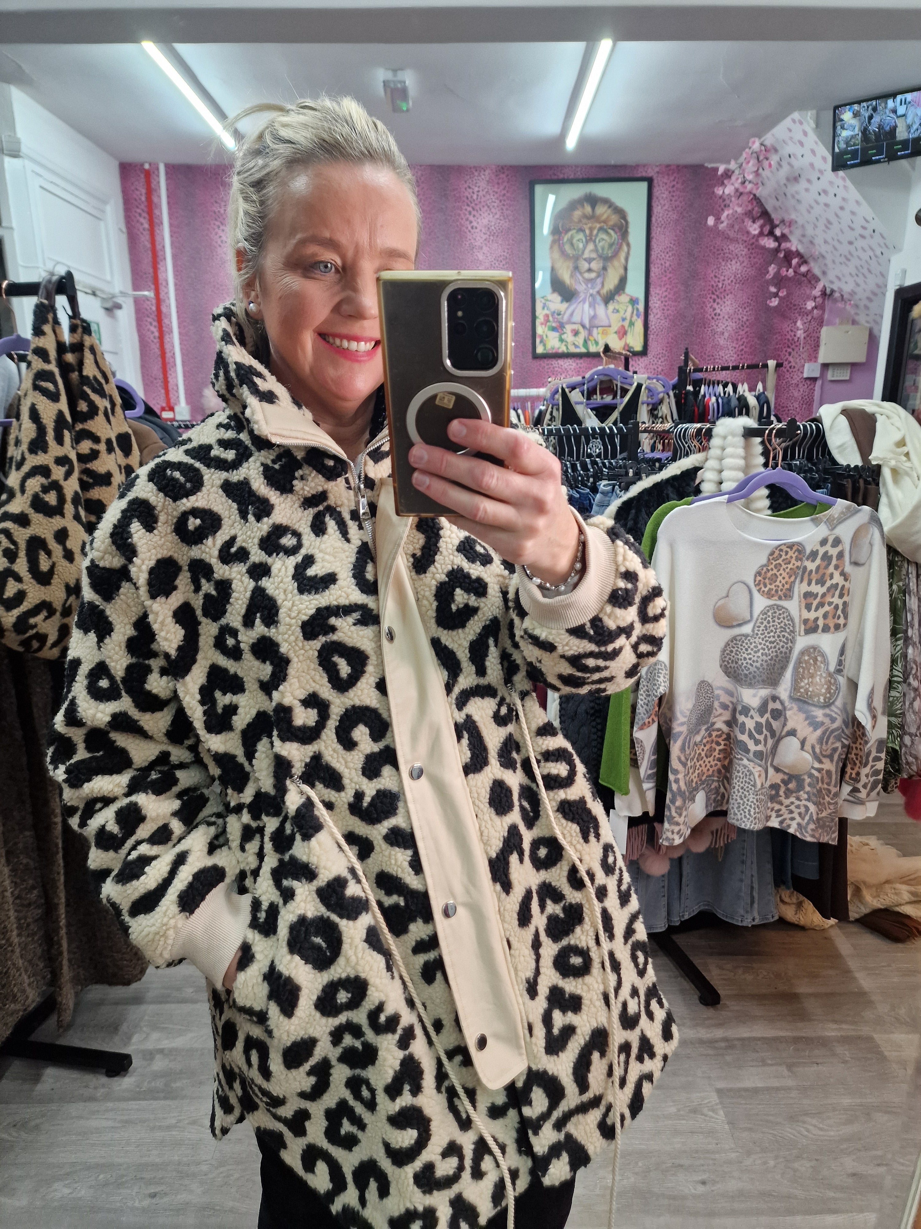 Jackie animal fleece coat