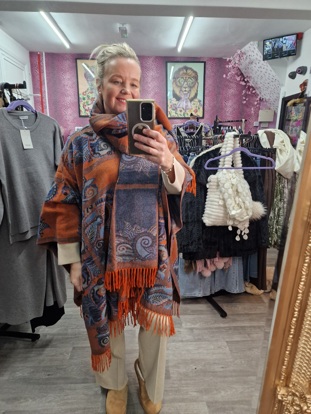 Poncho with matching scarf