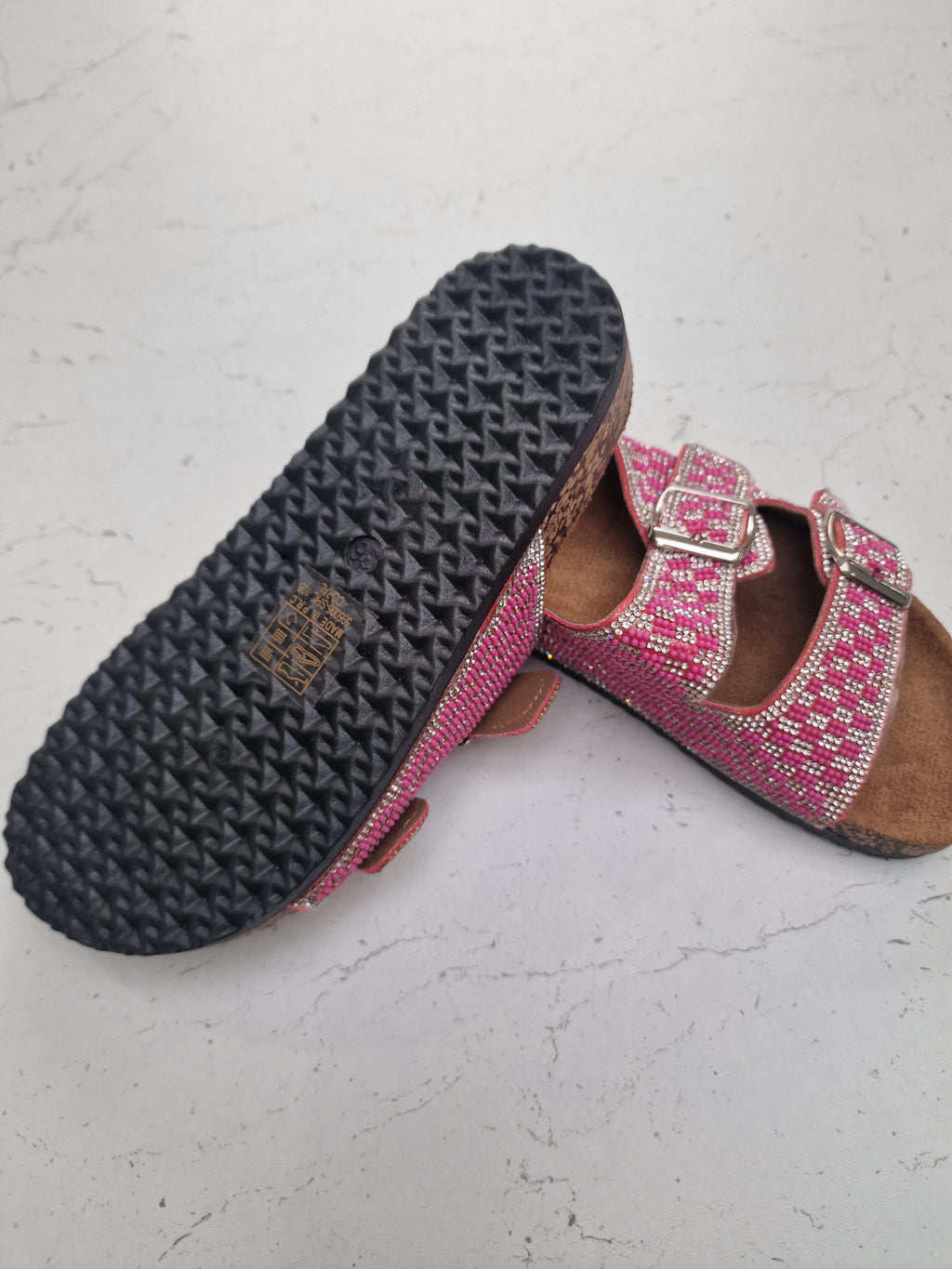 Shirley pink dimante slides
