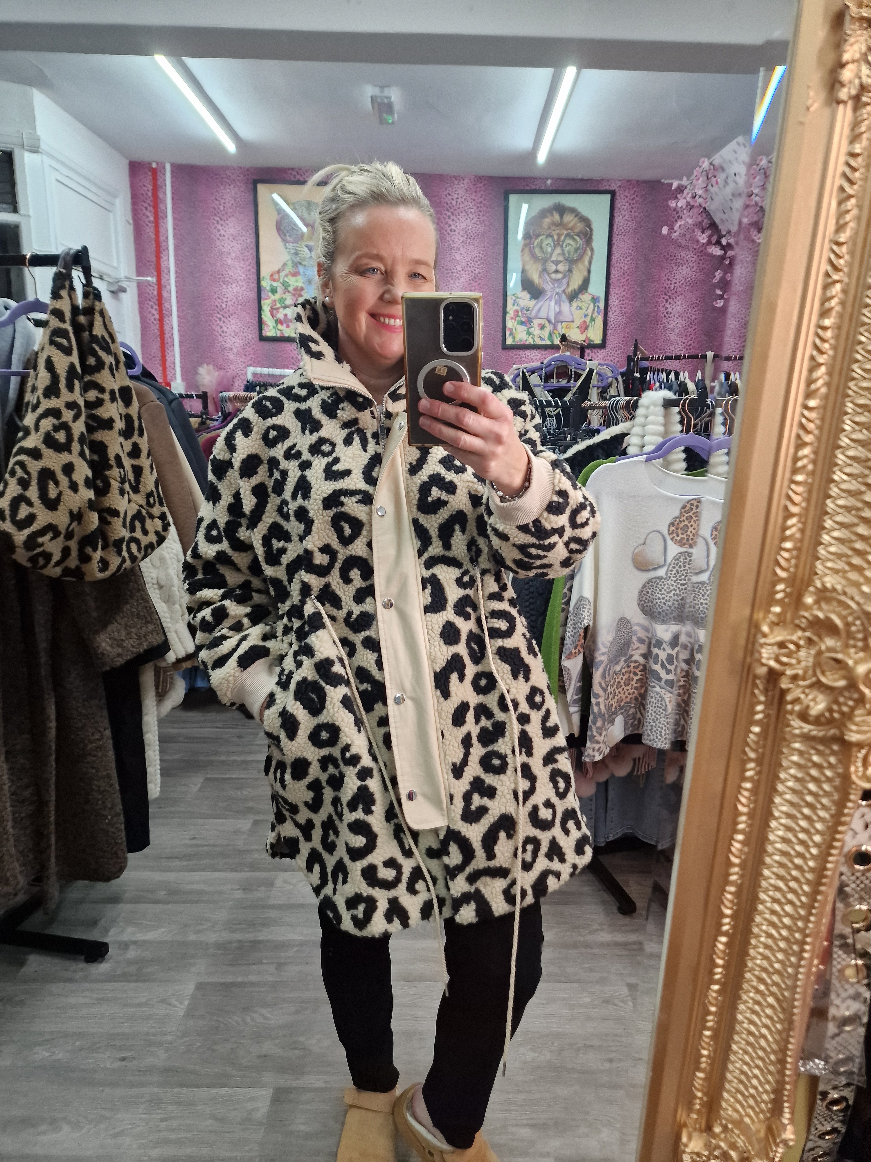 Jackie animal fleece coat