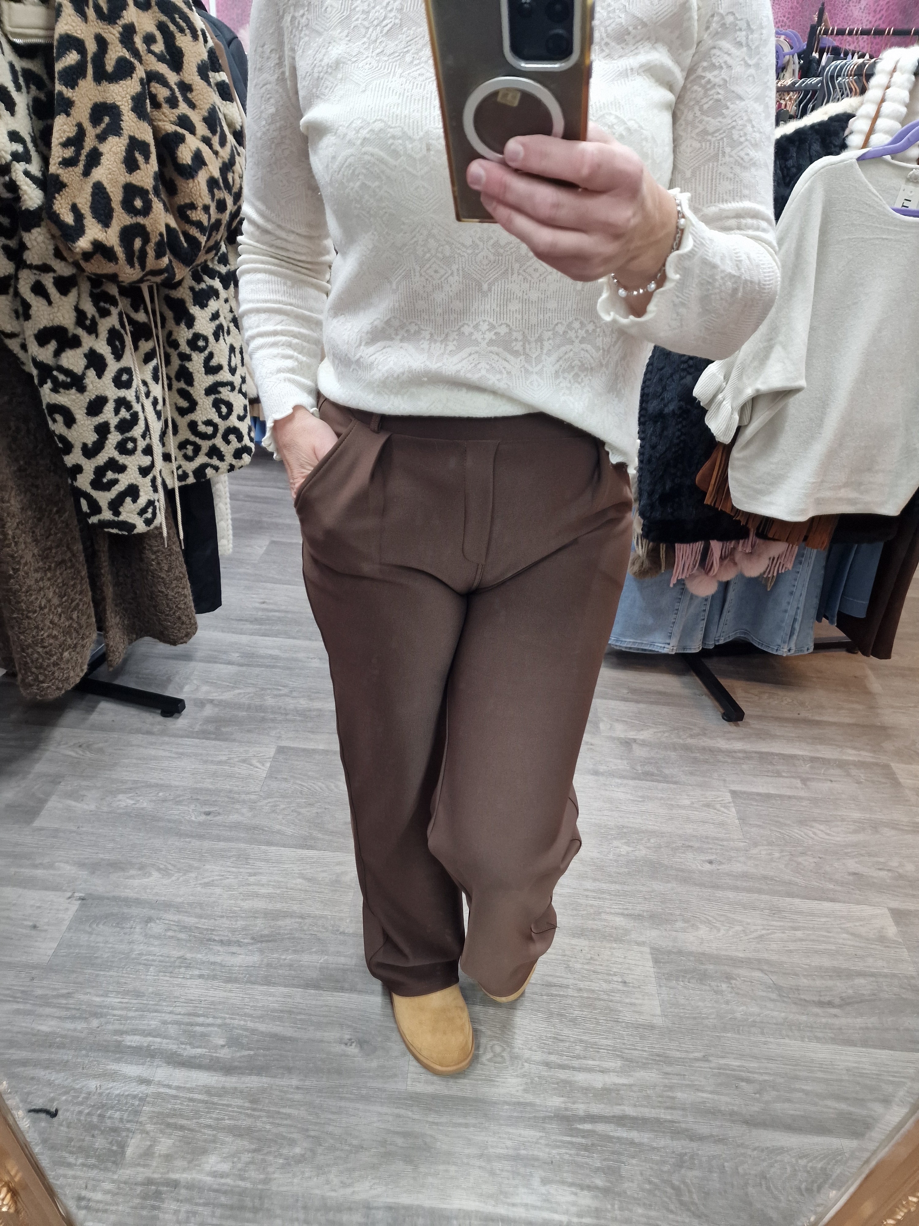 Alison brown stretch fit trousers
