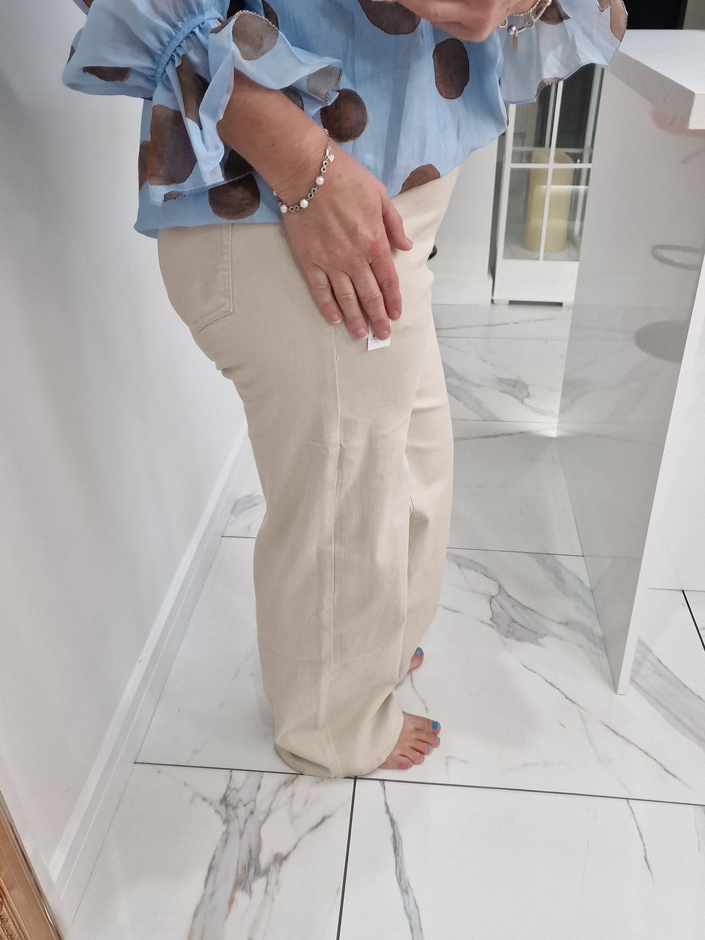 Cream mom jeans