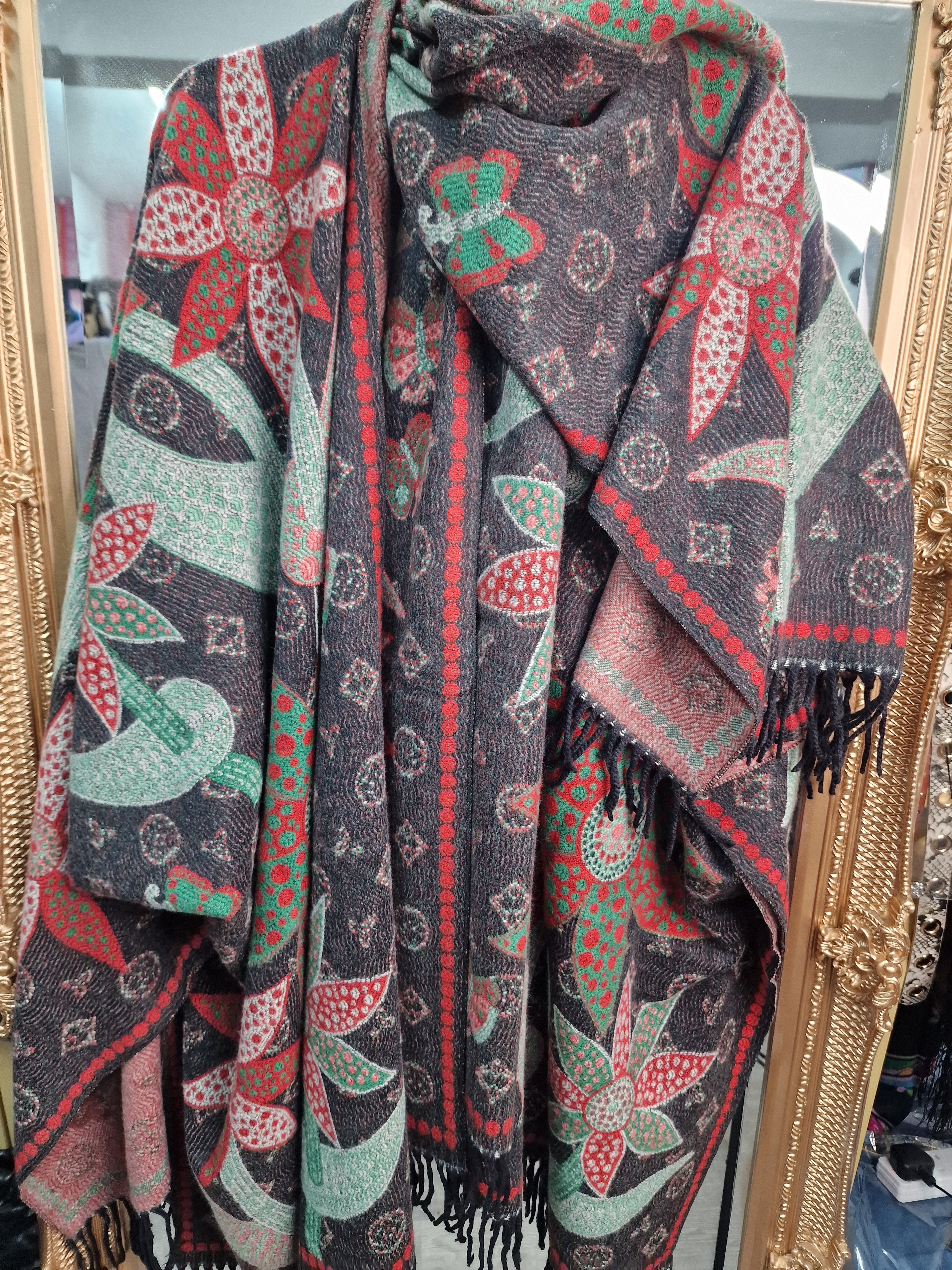 Poncho with matching scarf