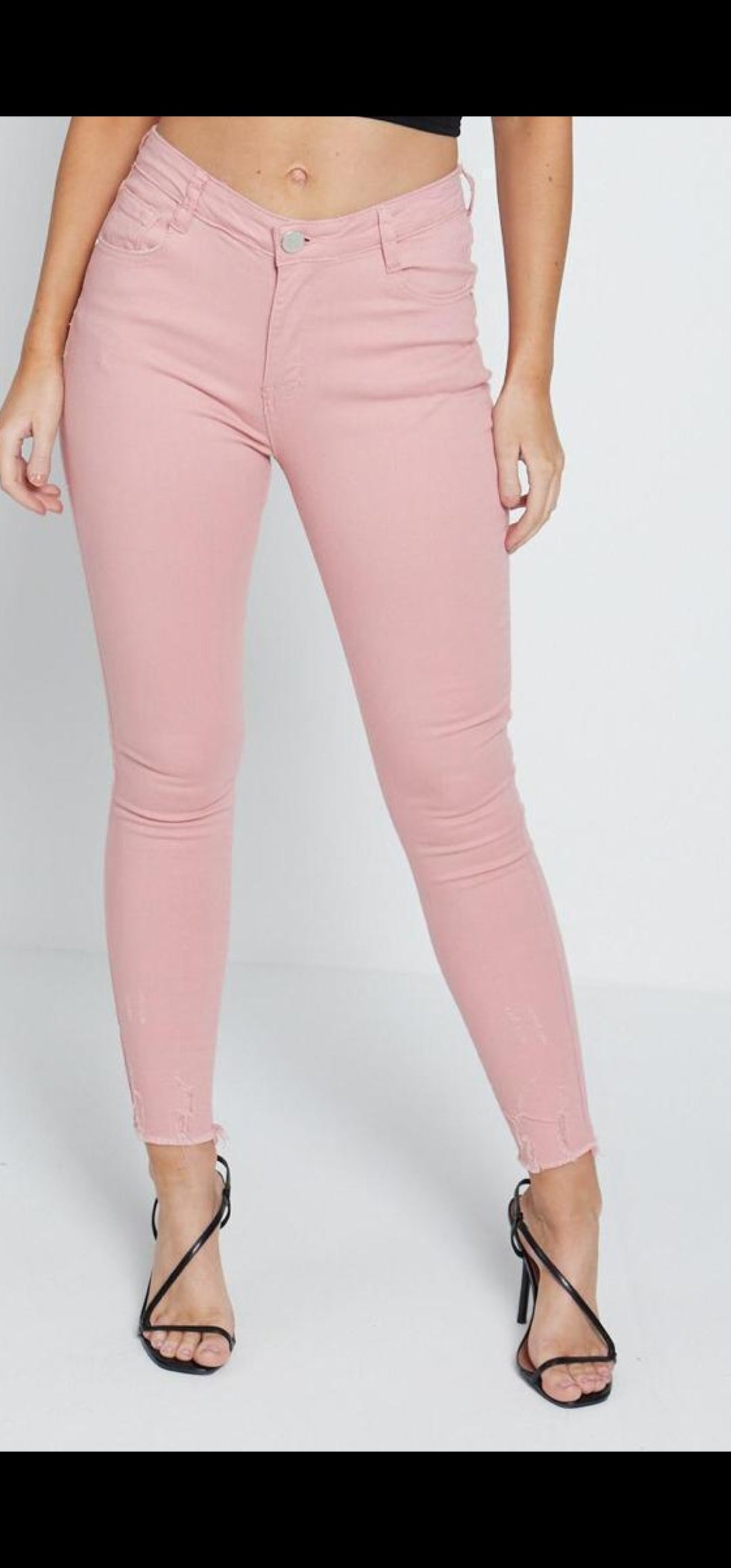 Pink stretch fitted jeans