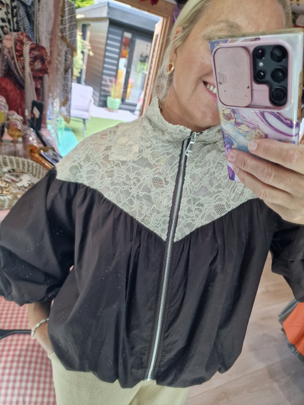 Lace top bomber jackets