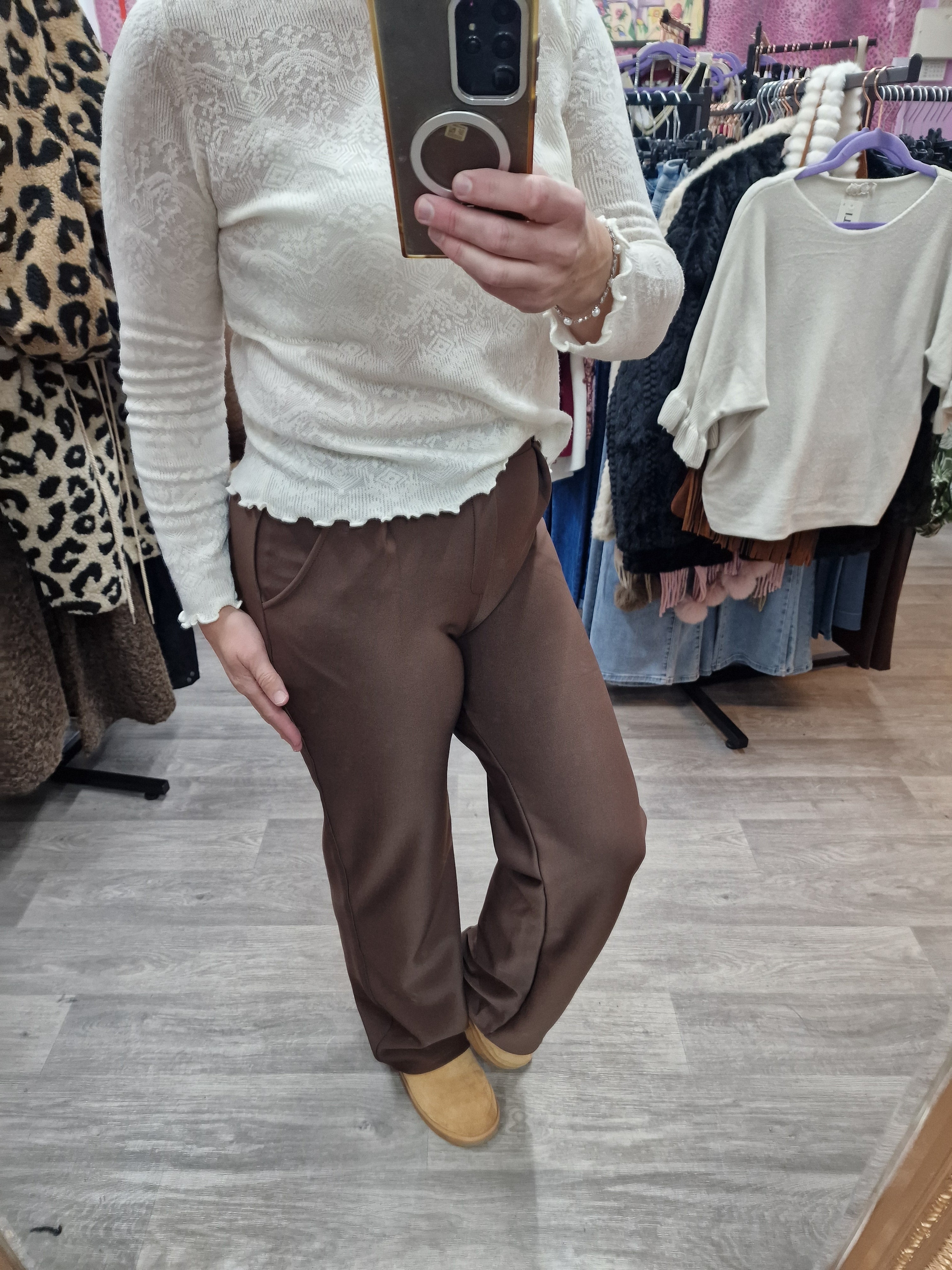 Alison brown stretch fit trousers
