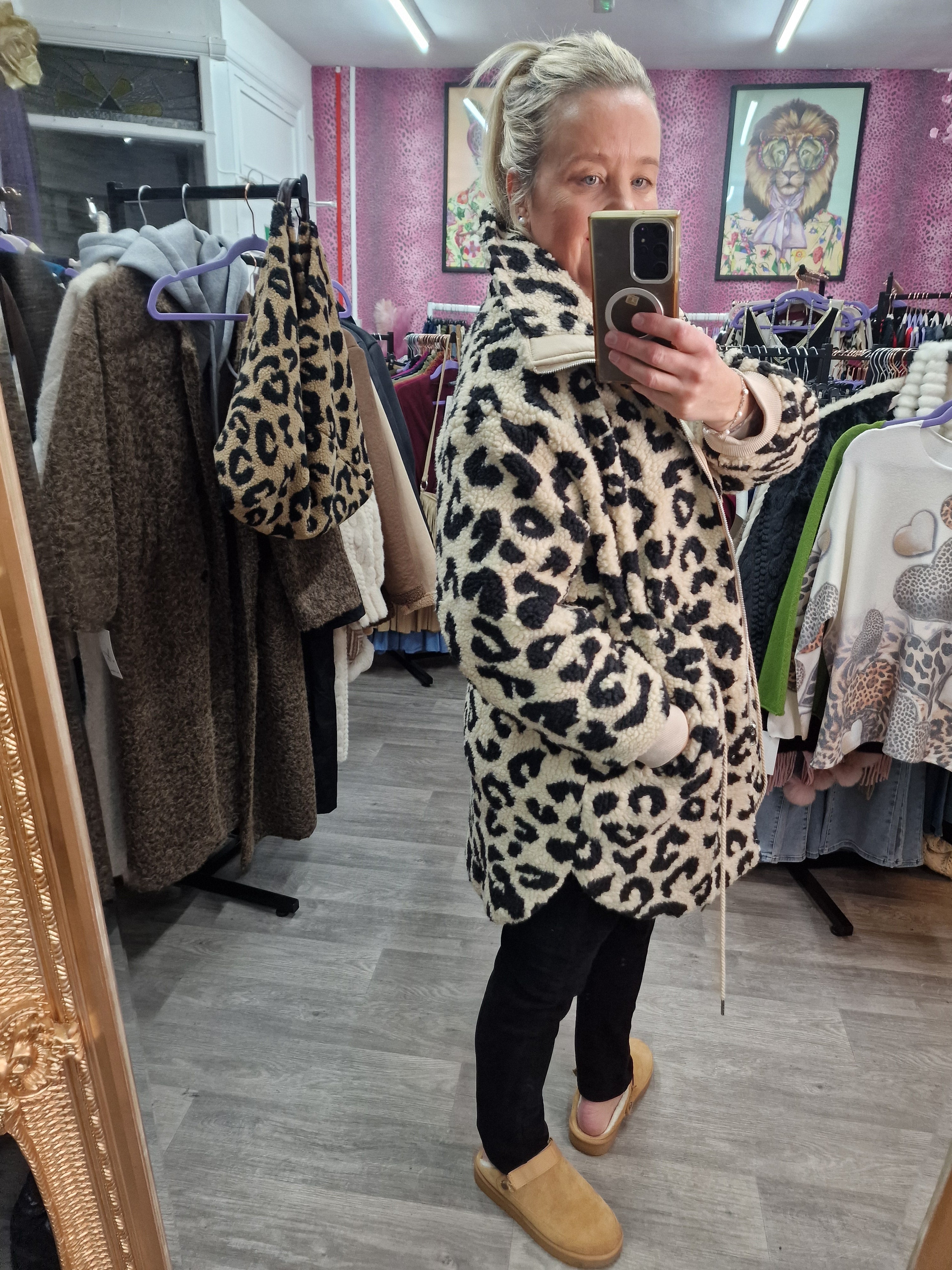 Jackie animal fleece coat