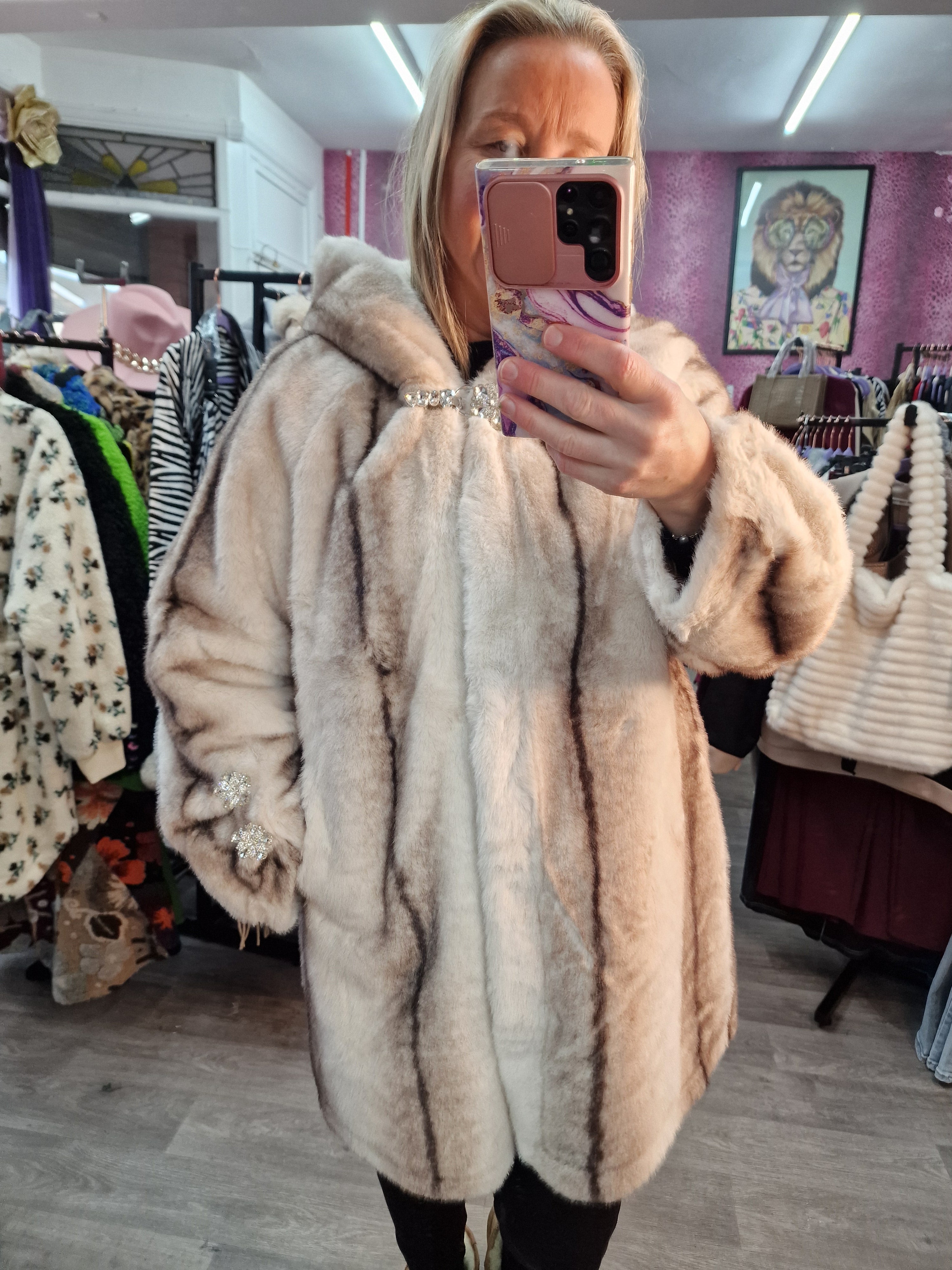 Faux fur coat
