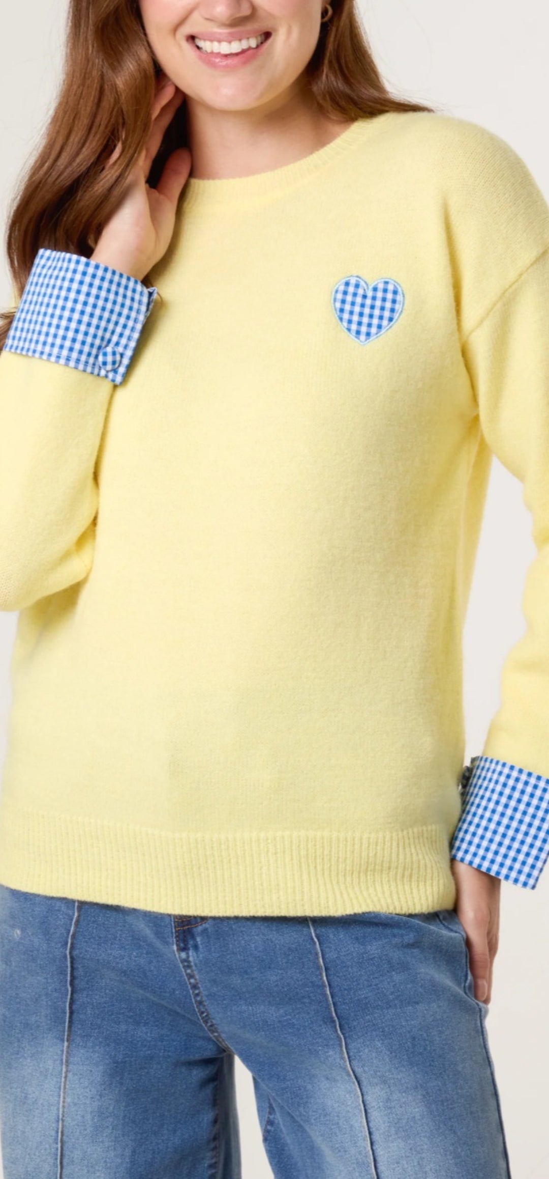 Gingham heart jumper