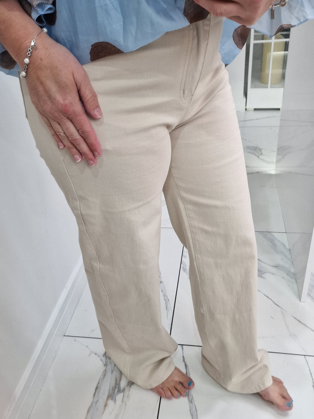 Cream mom jeans